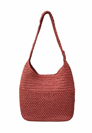 Borsa a tracolla rossa intrecciata con una lunga cinghia e logo in rilievo "TWINSET" sul davanti, caratterizzata da un design strutturato e testurizzato.