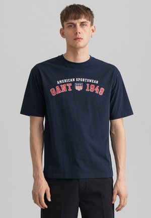 RETRO SHIELD - T-shirt con stampa - evening blue