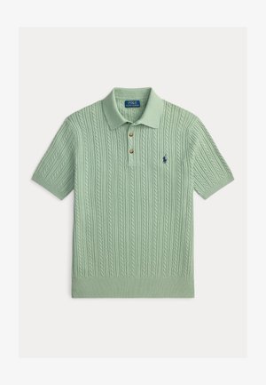 Polo Ralph Lauren, CABLE-KNIT COTTON POLO-COLLAR SWEATER - Polokošeľa - light green
