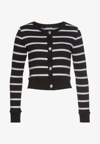 LASCANA Strickjacke schwarz weiß gestreift/schwarz meliert