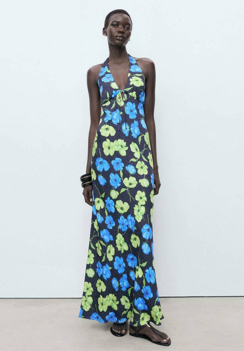 knee length dresses for ladies Tropical Long Mango Dress – Be Sunset main image 0