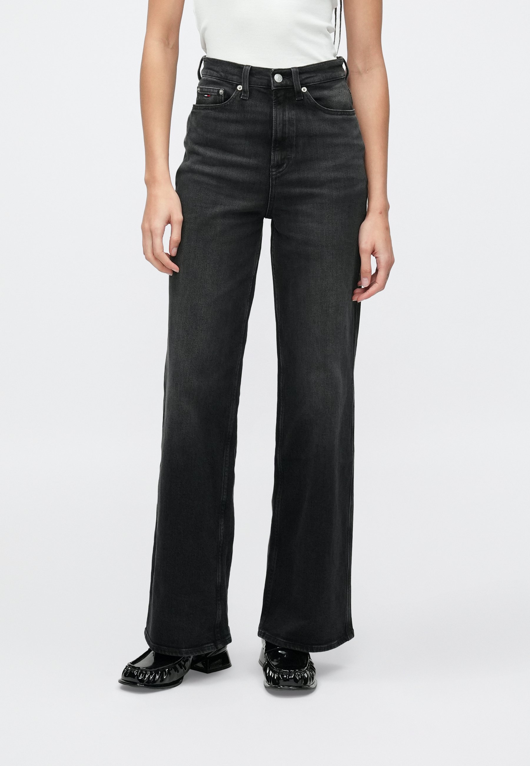 Allimy Jeans Donna Vita Alta Gamba Larga – Boyfriend Retro, Blu Scuro Taglia 50, Collezione Autunno 2025