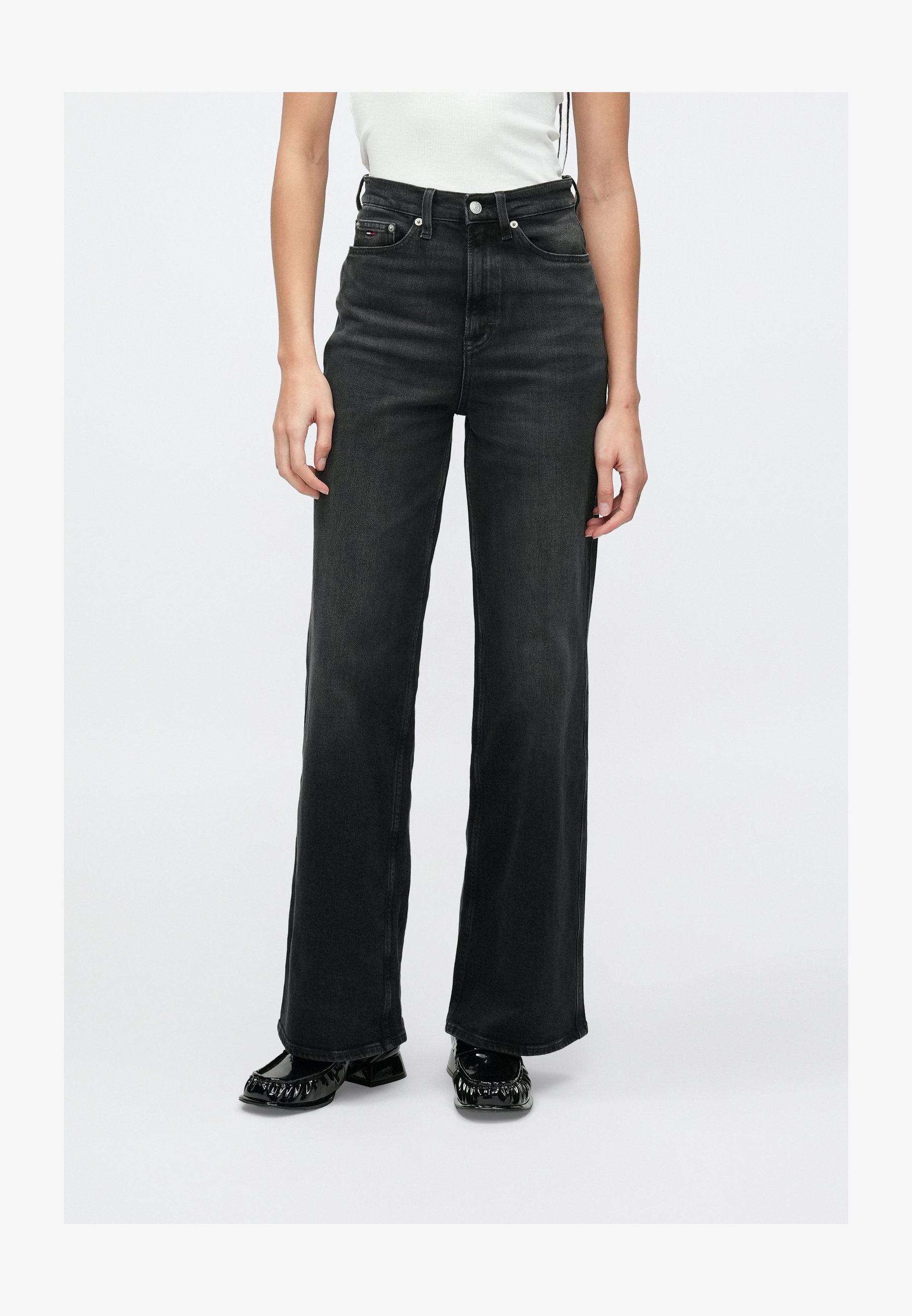 Allimy Jeans Donna Vita Alta Gamba Larga – Boyfriend Retro, Blu Scuro Taglia 50, Collezione Autunno 2025