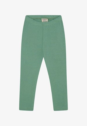 Leggings a vita alta in morbido cotone verde, dal design aderente, con una fascia elastica e senza cuciture visibili.