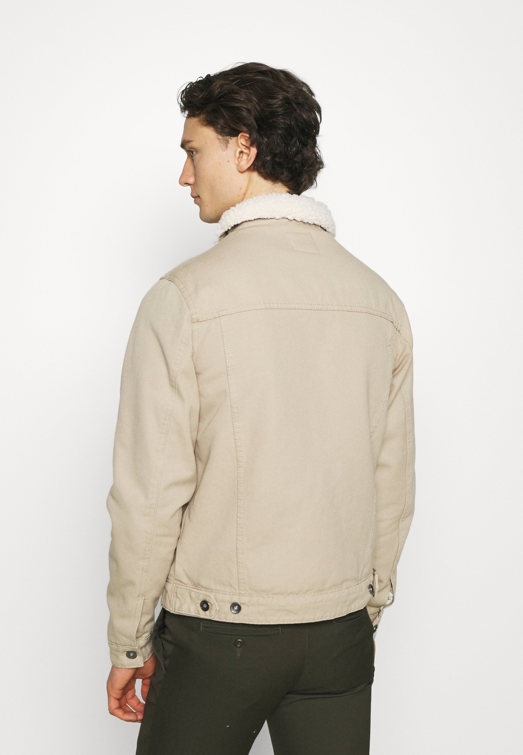 Women UNISEX BORG JACKET - Denim jacket - stone Women UNISEX BORG JACKET - Denim jacket - stone