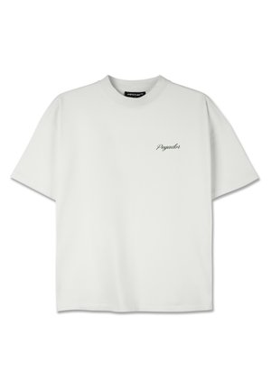 T-shirt bianca in cotone con una vestibilità rilassata, maniche corte, scollatura rotonda e "Pegador" ricamato in nero sul lato sinistro del petto.