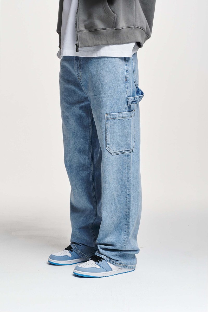 2Y Studios - ELADAN WORKER BAGGY - Jean boyfriend - light blue, Agrandir