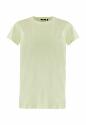 Jasnozielona koszulka z krótkim rękawem wykonana z bawełny. Posiada okrągły dekolt i prosty design bez wzorów czy akcentów.