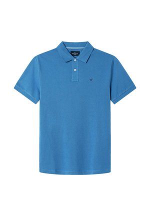 Polo shirt in lichtblauwe katoen met een kraag, korte mouwen en een klein geborduurd logo op de linkerborst. Twee-knops sluiting.