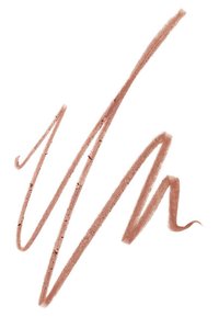 Brun leppestift i en glatt, kremet tekstur, som danner tre elegante, sveipende linjer på en hvit bakgrunn, som viser frem den flytende applikasjonen.