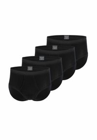 Svarta bomullsunderkläder i ett paket om fyra, med en slät yta, elastisk midjeband med logotyp och klassisk kalsongform.