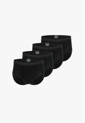 Caleçons en coton noir vendus par lot de quatre, avec une finition lisse, une taille élastique avec logo, et une coupe classique.