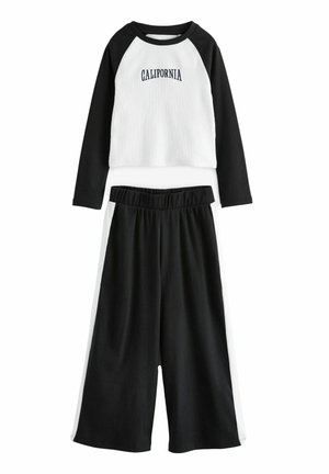 RAGLAN AND WIDE LEG JOGGERS SET - REGULAR FIT - Träningsbyxor - black white