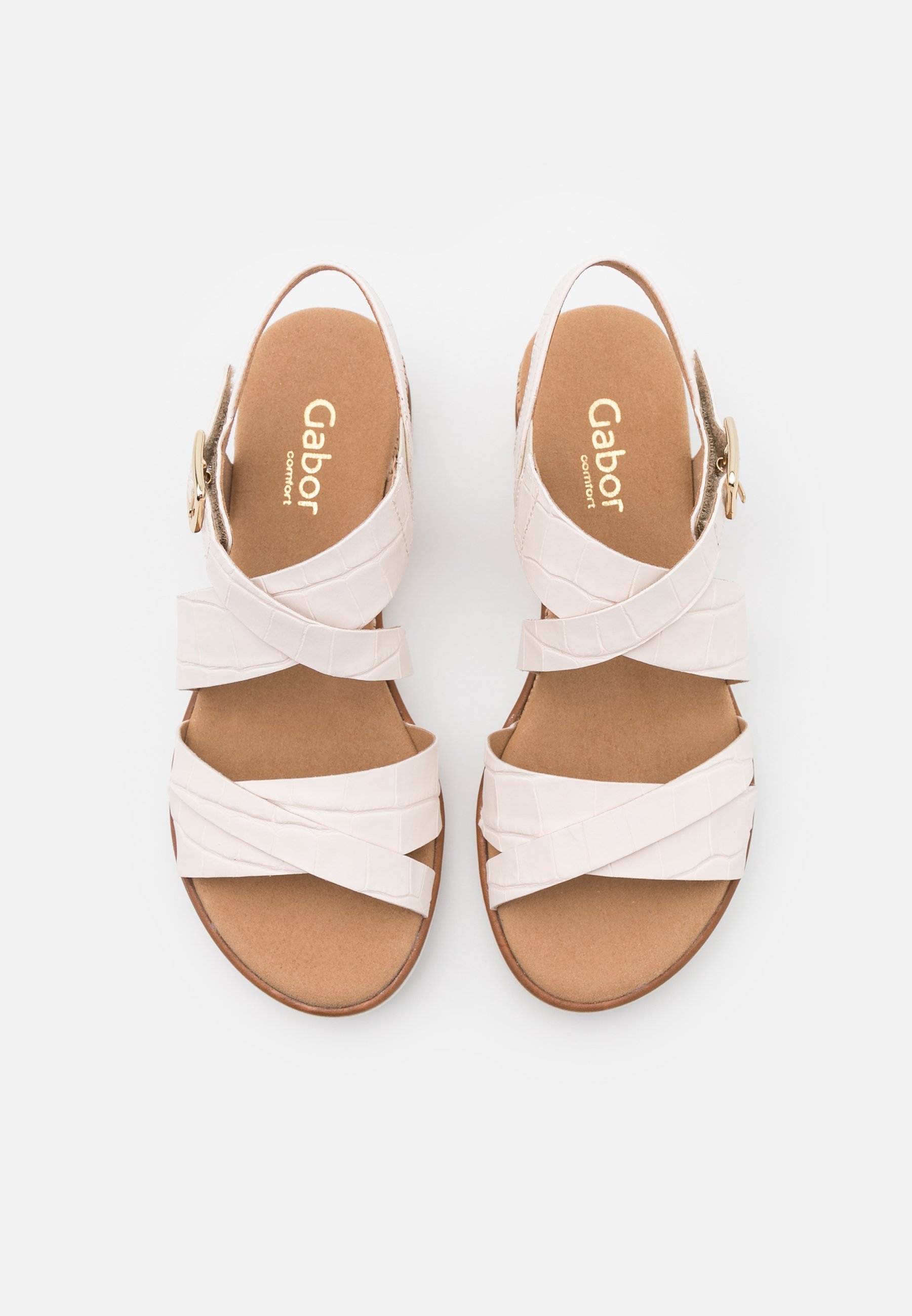 Gabor Comfort Sandalen met sleehak - elfenbein/gold/crème - Zalando.nl