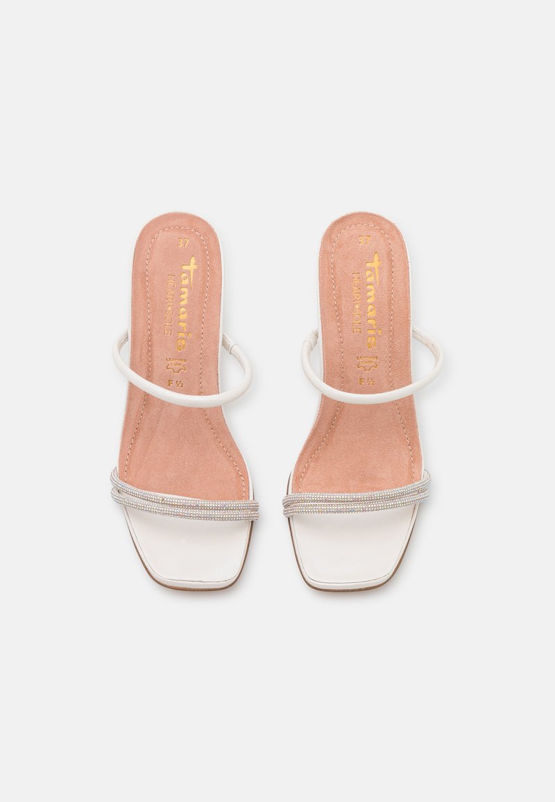 Damen Flache Pantoletten | Tamaris Pantolette hoch white crystal/weiß - ZN63703 Damen Flache Pantoletten | Tamaris Pantolette hoch white crystal/weiß - ZN63703