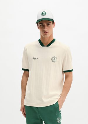 Marc O'Polo MOP CLUB '67 FOOTBALL TRICOT SHIRT, RIB - Μπλουζάκι με στάμπα - white