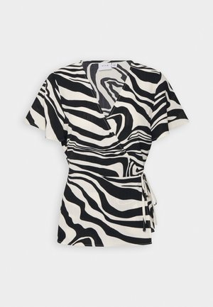 VILA, VILOVIE WRAP - T-shirt print - birch/misty
