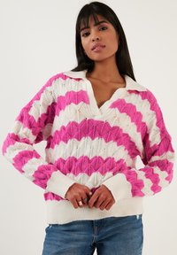 LELA Polosärk - ecru/fuchsia
