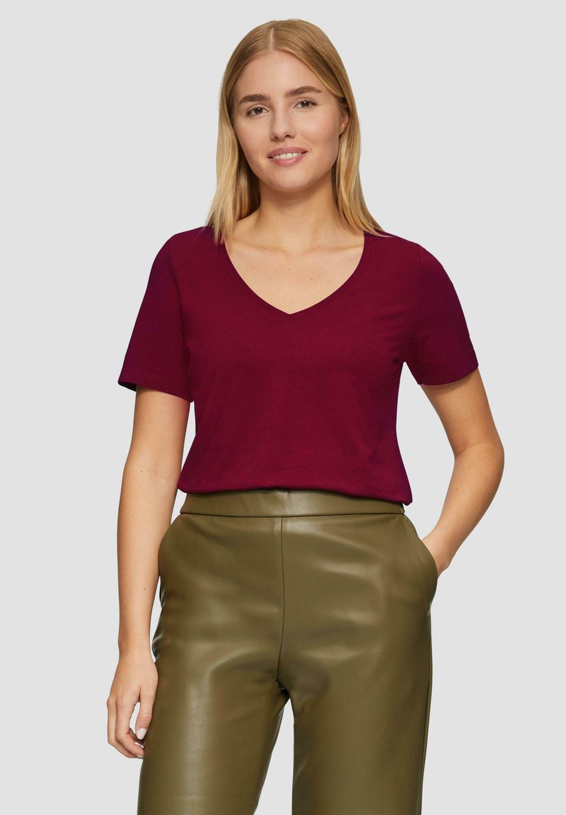 s.Oliver MIT V-AUSSCHNITT - T-shirt basic - rubinrot