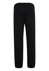 Svarte sweatpants med elastisk talje og ankelmanchet, lige pasform, ensfarvet design, vist bagfra på hvid baggrund.