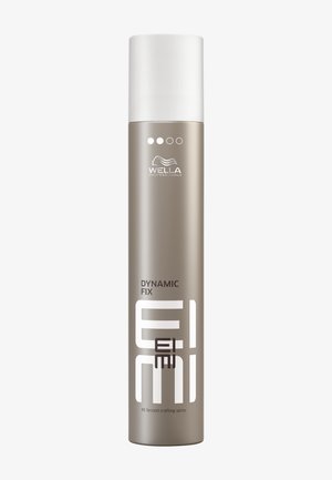 Spray per capelli Wella Professionals EIMI Dynamic Fix in una bottiglia alta beige con tappo bianco e testo audace bianco e nero.