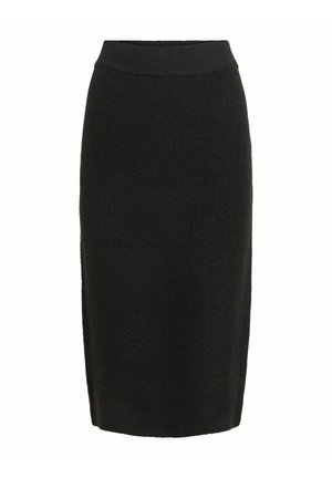 VILA, KNITTED SKIRT VILOLO MIDI - Falda de tubo - black