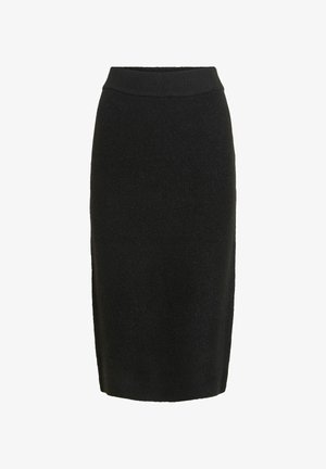 VILA, KNITTED SKIRT VILOLO MIDI - Falda de tubo - black