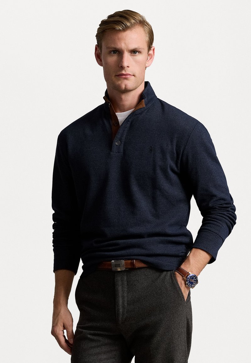 Polo Ralph Lauren HERRINGBONE PRINT LUXURY JERSEY PULLOVER - Topper langermet - winter navy heather