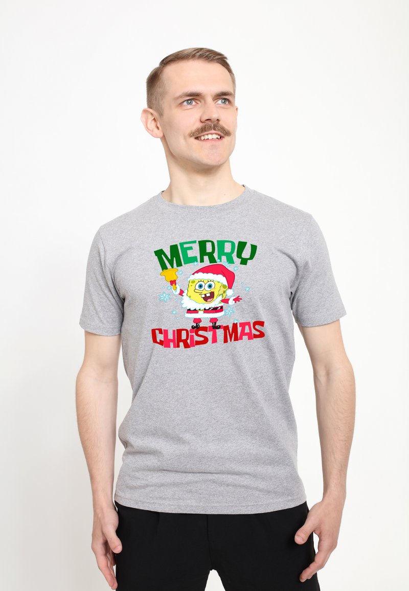 Henry Tiger SPONGEBOB SQUAREPANTS MERRY CHRISTMAS SANTA SPONGEBOB - Camiseta estampada - melange grey