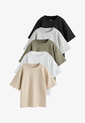 Next, NEXT 5 PACK SHORT SLEEVE T-SHIRTS (3MTHS-7YRS) - Camiseta básica - black grey stone green white