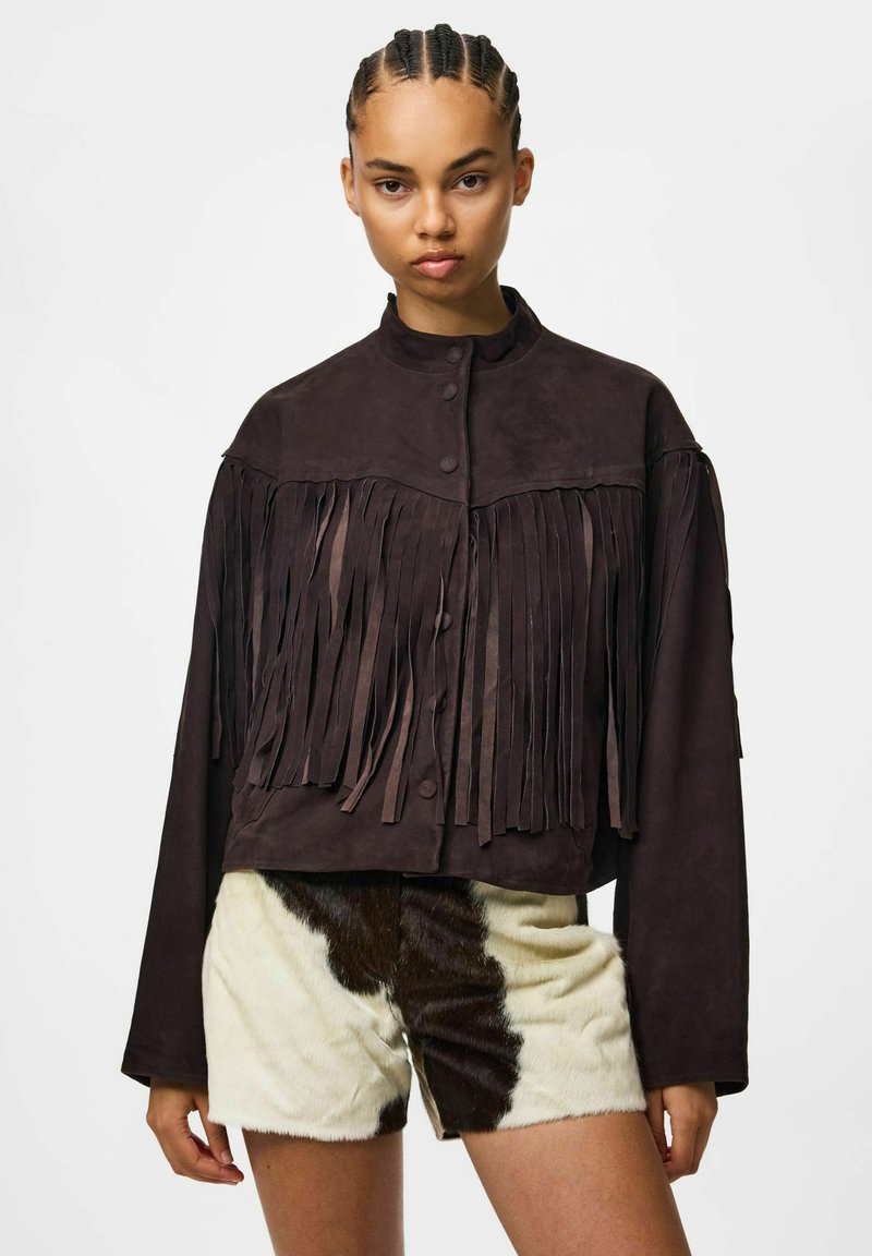 Pieces Veste en cuir - black coffee
