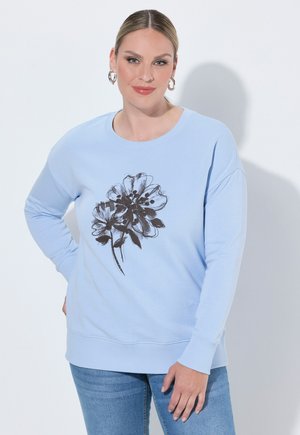 MIAMODA SWEATSHIRT, LOOSE FIT, FLOWER WITH SEQUINS - Sweater - swell blue