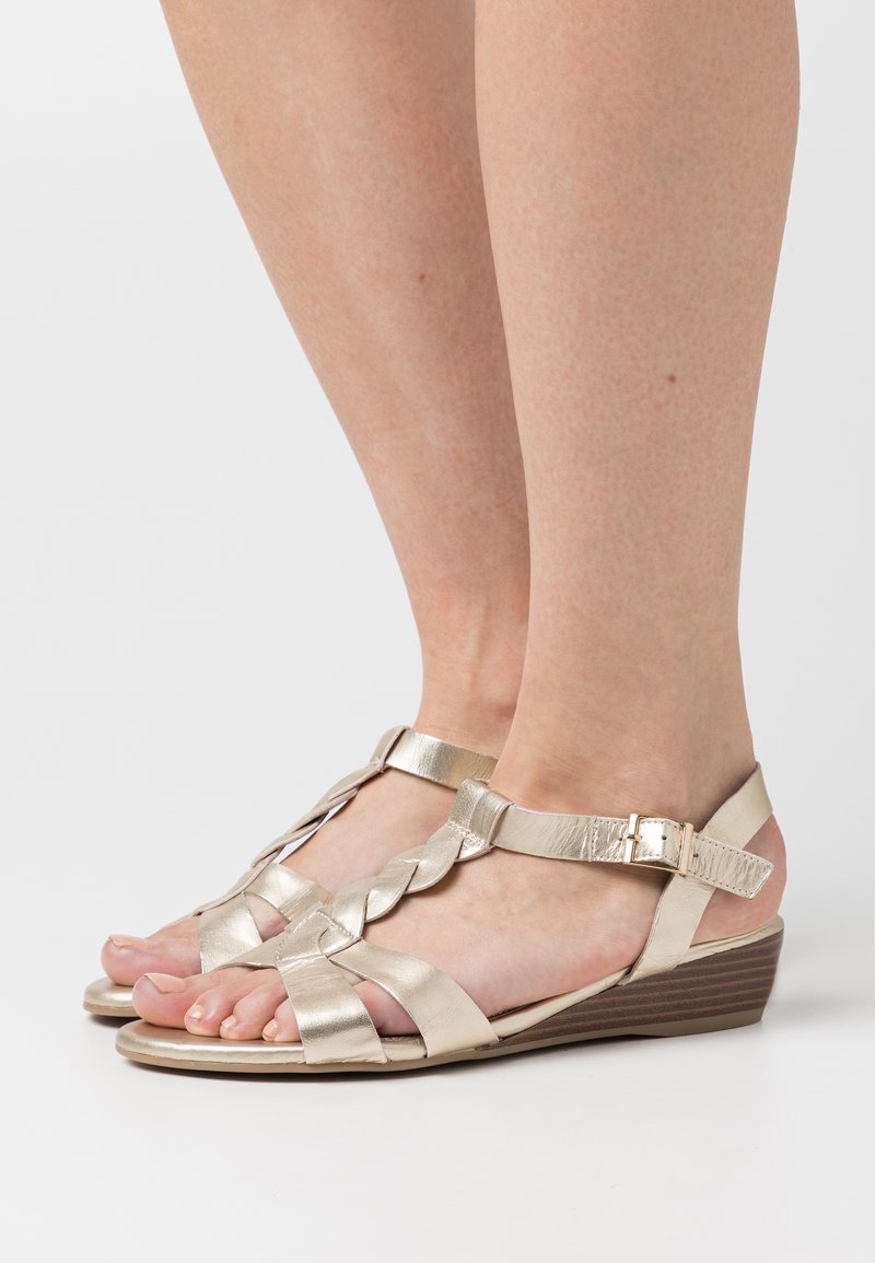 Marks & Spencer - WIDE FIT - Wedge sandals - gold, Enlarge