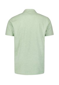 Lichtgroen polo shirt met korte mouwen, gemaakt van een gestructureerde stof, met een omgeslagen kraag en een rechte zoom aan de onderkant.