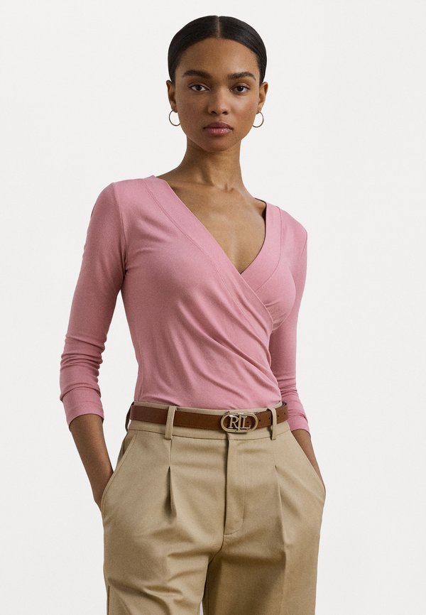 SURPLICE JERSEY TOP - Long sleeved top - rose mauve