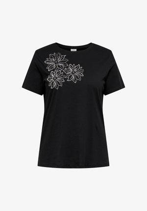 ONLY Carmakoma, CARTIMON S/S O-NECK REG FIT TEE JRS - Tricou cu imprimeu - black detail flower
