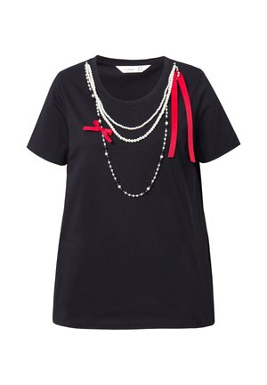 MIAMODA, T-SHIRT, A-LINE, DETACHABLE DECORATIVE BEAD CHAINS - Camiseta estampada - black