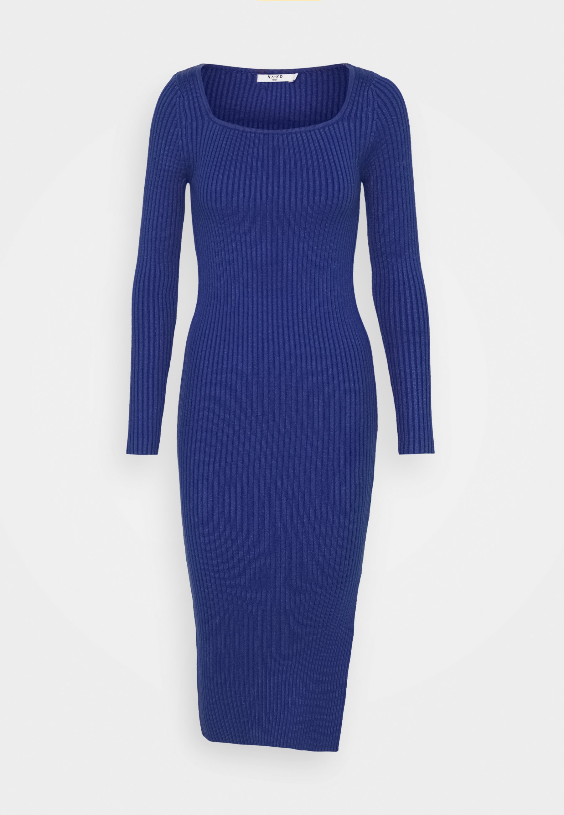 NA KD SQUARE NECK SIDE SLIT MIDI DRESS Stickad klänning na-kd väskor och klänningar