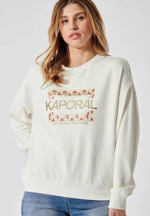 Witte sweatshirt van zachte stof, met een glinsterend 'KAPORAL' logo, bloemenaccenten en geribde manchetten en zoom. Casual pasvorm.
