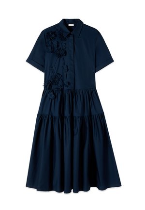 Oltre, VESTITO CHEMISIER CON FIORI APPLICATI - Blousejurk - blu
