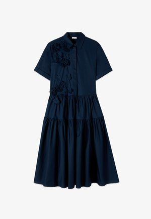 Oltre, VESTITO CHEMISIER CON FIORI APPLICATI - Blousejurk - blu
