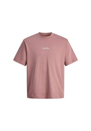 T-shirt in cotone rosa chiaro con colletto rotondo, maniche corte e testo bianco "CORE THE DEPT ESTABLISHED 1990" sulla parte anteriore.