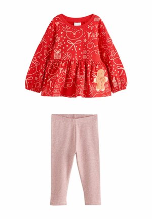 REGULAR FIT - LONG SLEEVE SET - Leggingek - Nadrágok - red christmas gingerbread