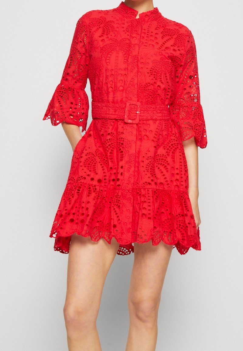 chinese dress ladies Red Nature Guipure Midi Dress  FARM Rio