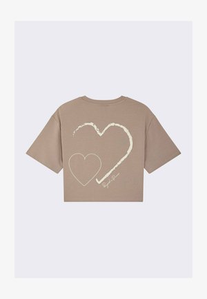 Project X Paris, CROP TEE WICKER HEART - T-shirt imprimé - taupe