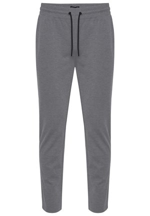 Grijze sweatpants van zacht materiaal, met een elastische tailleband en een zwarte trekkoord, en taps toelopende benen voor een aansluitende look.
