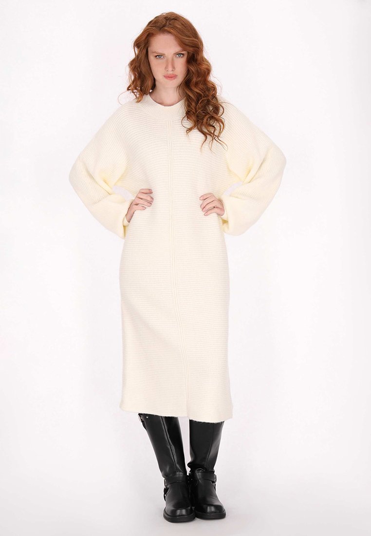 dreimaster Gebreide jurk crème dreimaster Gebreide jurk crème