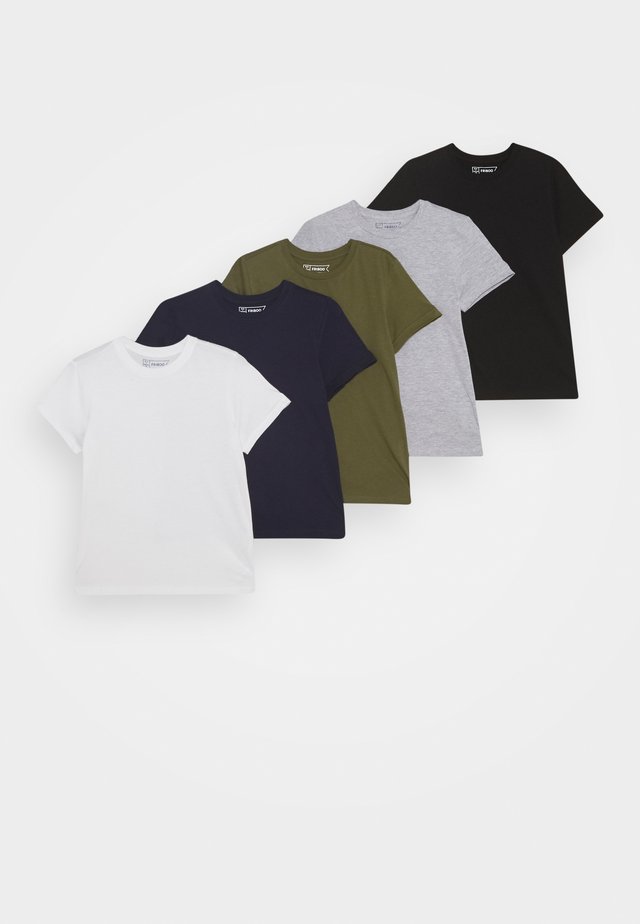 5 PACK - T-Shirt basic - white/light grey/dark blue