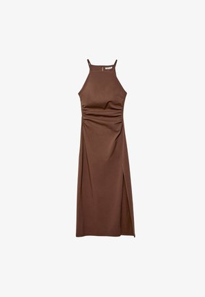 Stradivarius HALTER  - Robe fourreau - dark brown