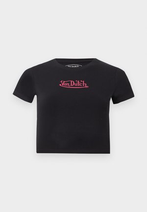 Von Dutch, SOLID CROP WITH ROUND NECK AND FRONT PRINT - T-shirt imprimé - black